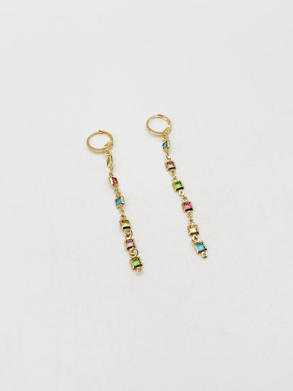 svnx Square Crystal Drop Earrings