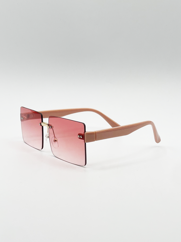 Svnx Square Frameless Sunglasses With Ombre Lens