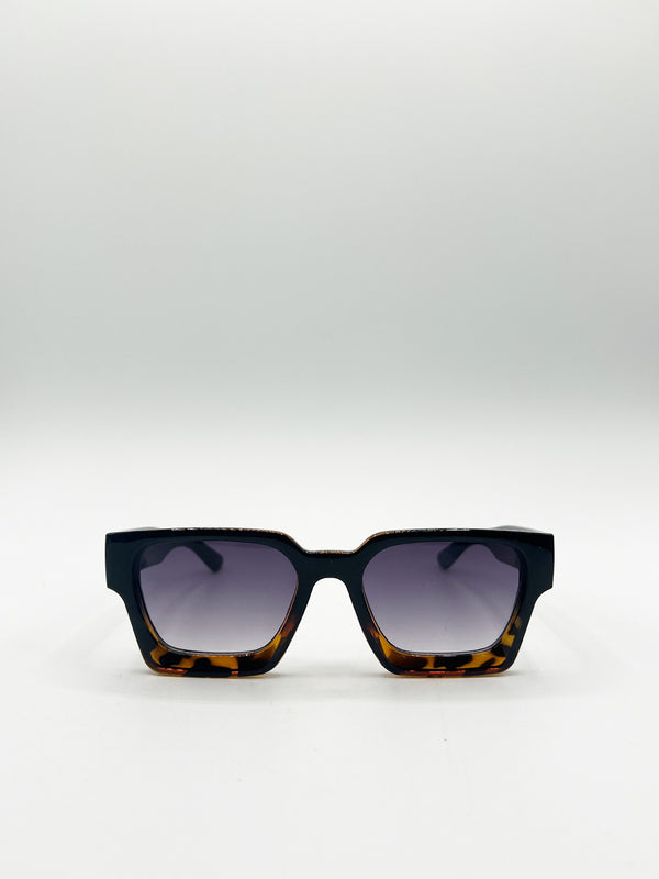 Svnx Square Retro Black Leopard Sunglasses