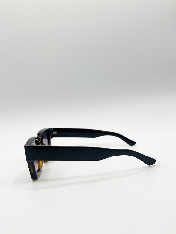 Svnx Square Retro Black Leopard Sunglasses