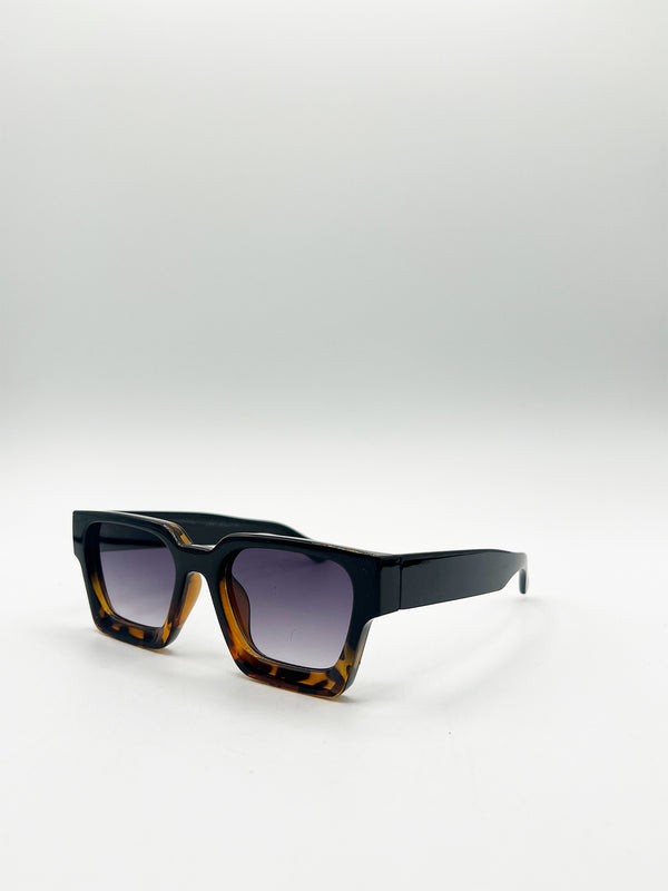 Svnx Square Retro Black Leopard Sunglasses