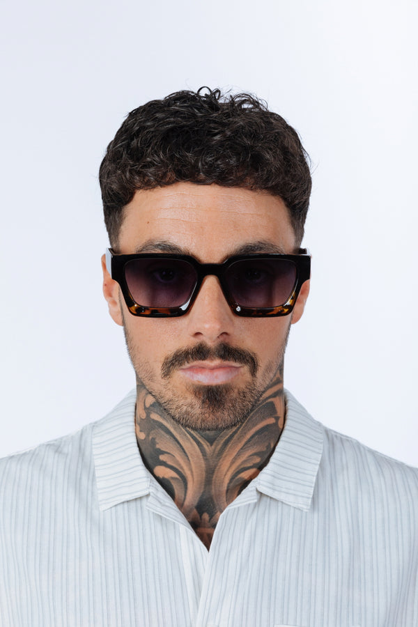 svnx Square Retro Black Leopard Sunglasses