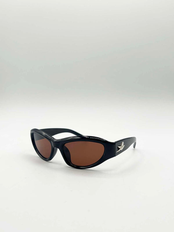 Svnx Star Racer Sunglasses In Black Brown