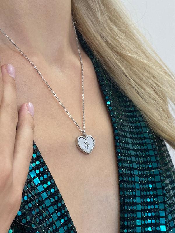 Svnx Starry Heart Necklace In Silver - Gift Boxed