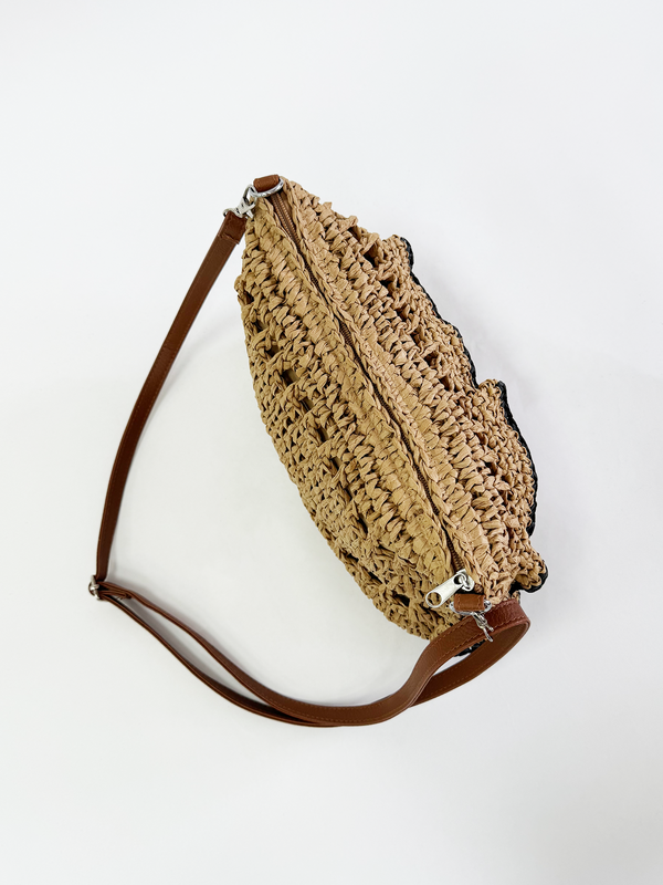 Svnx Straw Shoulder Bag With Frill Detail