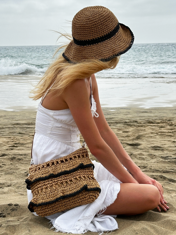 Svnx Straw Summer Bucket Hat With Foldable Brim