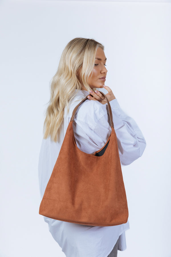 Svnx Suede Hobo Shoulder Bag In Tan