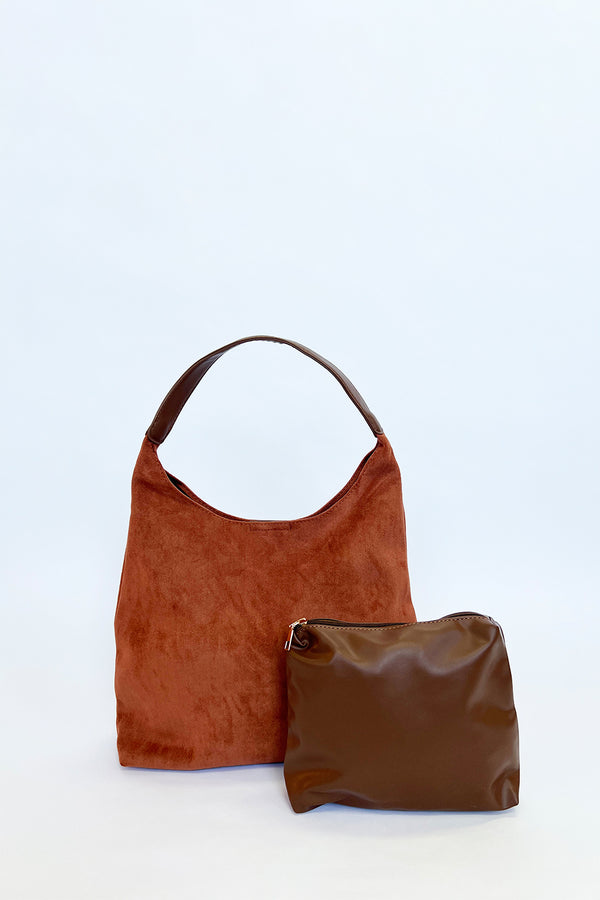 Svnx Suede Hobo Shoulder Bag In Tan