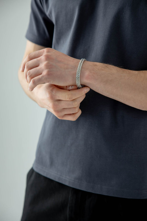 Svnx SVNX Double Franco Chain Bracelet In Silver