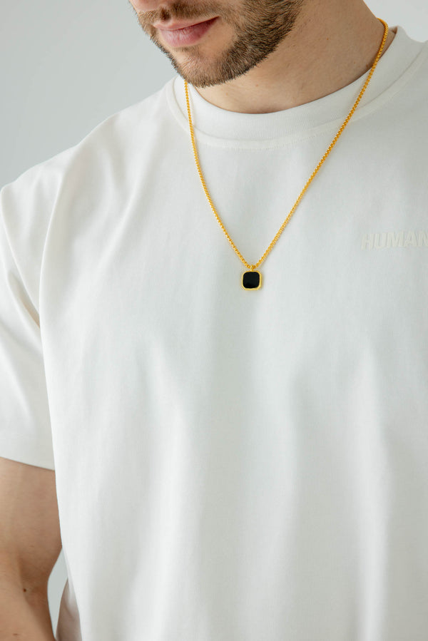 Svnx SVNX Gold Chain With Black Pendant