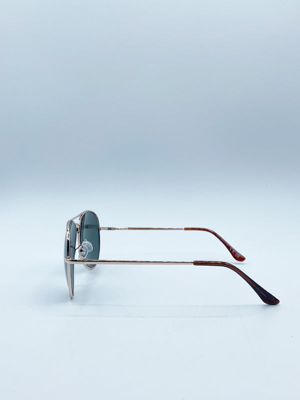 Svnx SVNX Gold Frame Aviators With Khaki Lenses