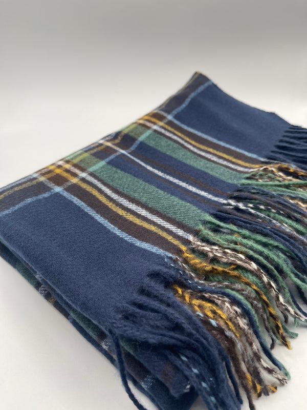 Svnx Tartan Woven With Tassels Blue Multi