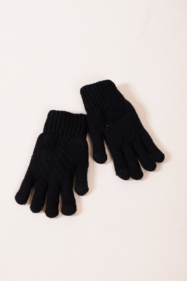 svnx Touch Screen Cable Knit Gloves In Black