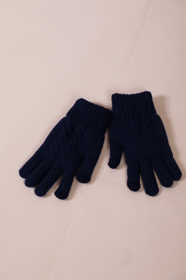 svnx Touch Screen Cable Knit Gloves In Navy