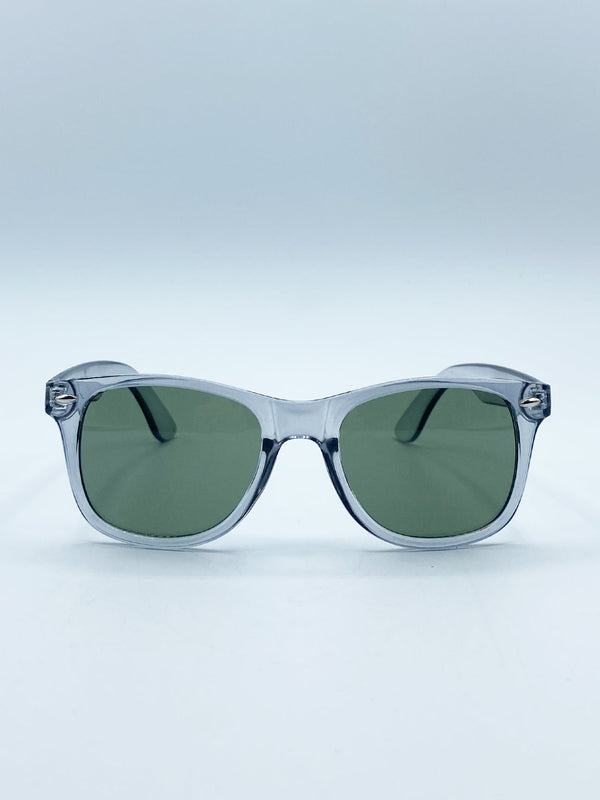 svnx SVNX Translucent Grey Wayfarer with Khaki Lenses