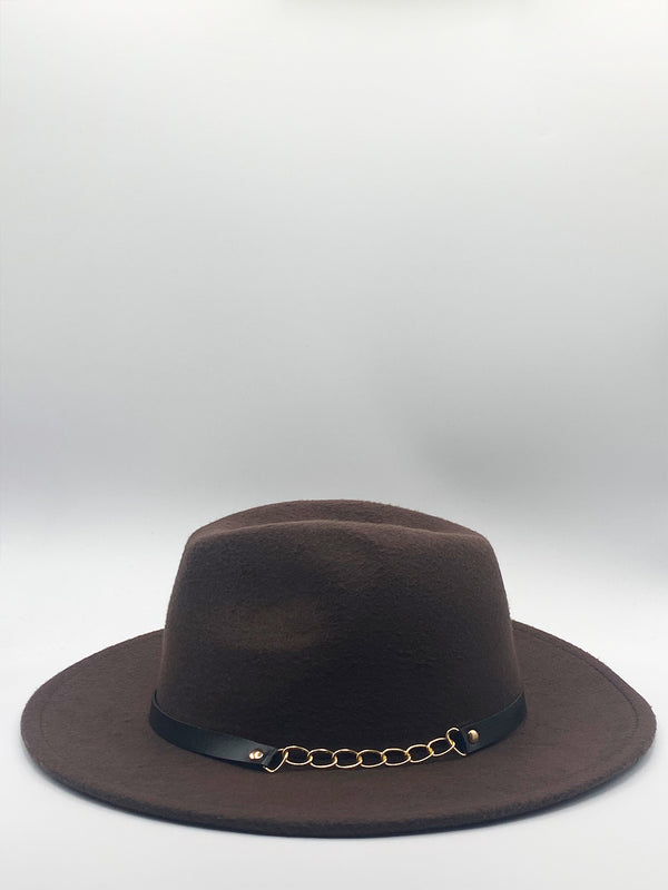 Svnx Trilby Hat With PU Chain Band