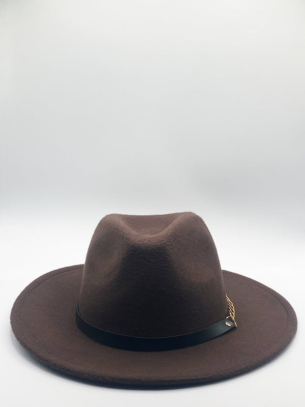svnx Trilby Hat With PU Chain Band