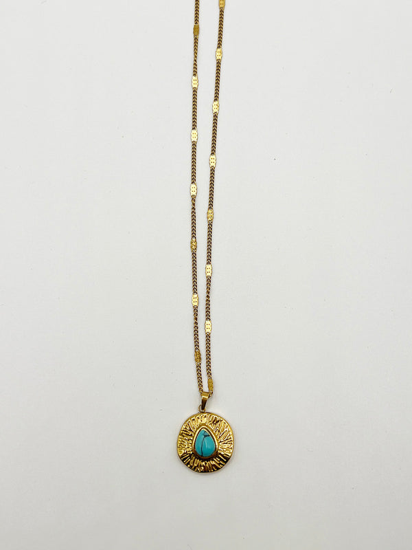 Svnx Turquoise Stone Pendant Necklace