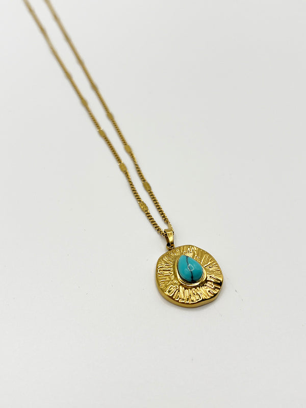 svnx Turquoise Stone Pendant Necklace
