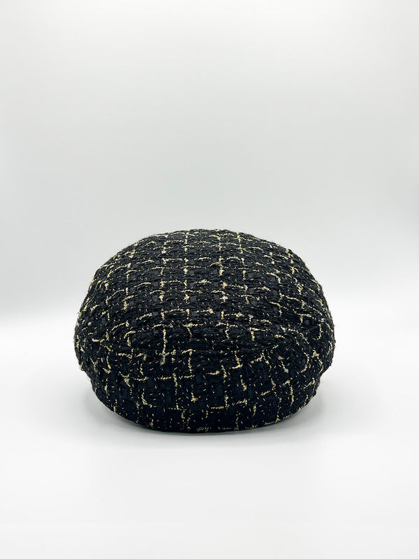 Svnx Tweed Baker Boy Hat In Black