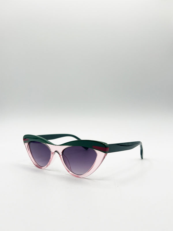 Svnx Two Tone Cat-Eye Sunglasses In Pink Green