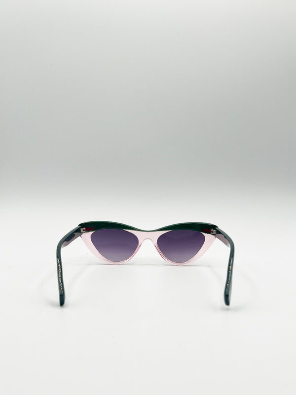 Svnx Two Tone Cat-Eye Sunglasses In Pink Green