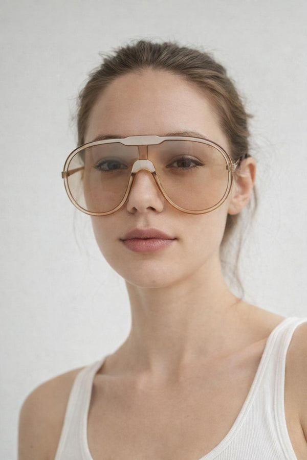 svnx Wave Mask Sunglasses in Champagne