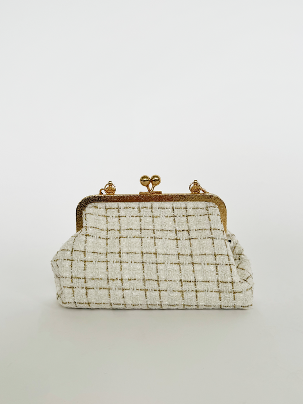 Svnx White And Gold Boucle Cross Body Bag