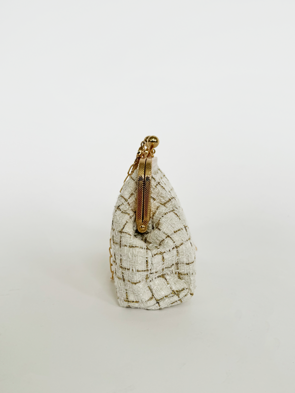 Svnx White And Gold Boucle Cross Body Bag