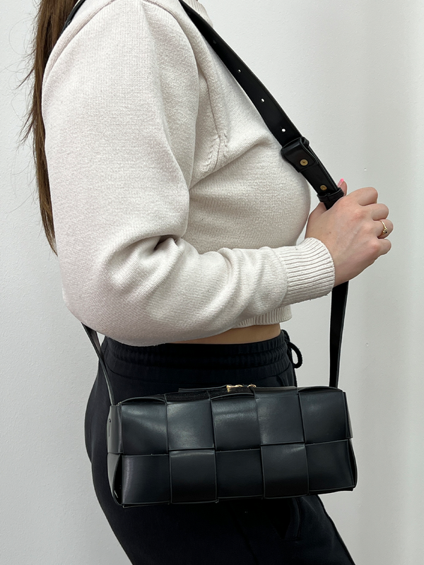 Svnx Woven PU Shoulder Bag In Black