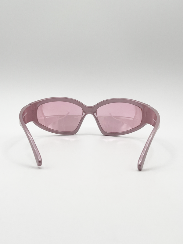 Svnx Wrap Around Sunglasses In Pearlized Pink