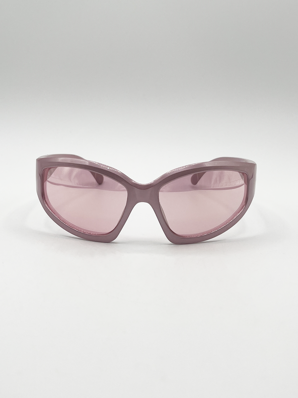 svnx Wrap Around Sunglasses in Pearlized Pink