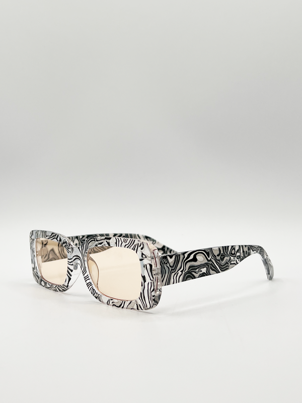 Svnx Zebra Print Square Frame Sunglasses