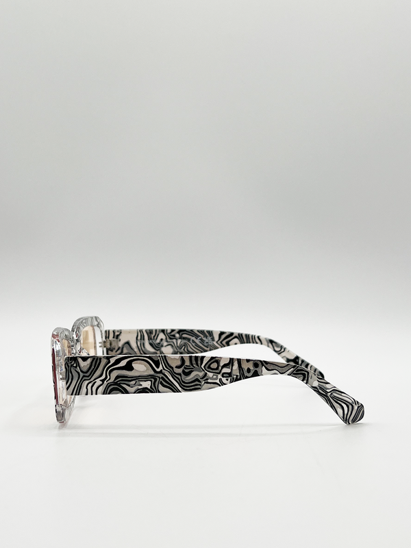 Svnx Zebra Print Square Frame Sunglasses