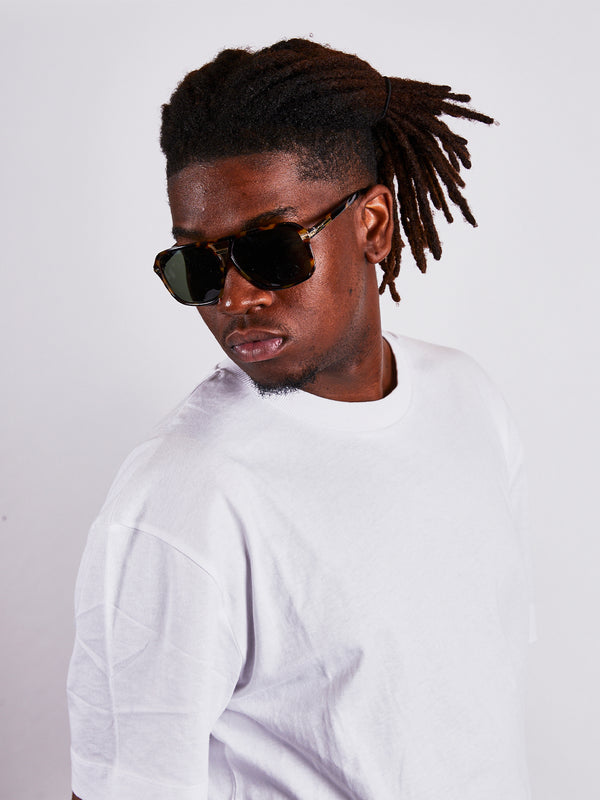 Svnx Tortoiseshell Navigator Sunglasses With Green Lenses