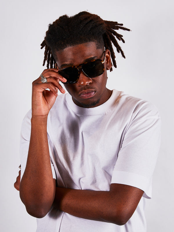 Svnx Tortoiseshell Navigator Sunglasses With Green Lenses