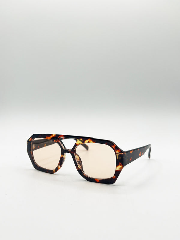 Svnx Tortoiseshell Navigator Sunglasses With Orange Lenses