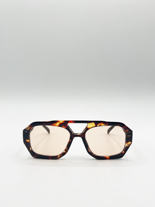 svnx Tortoiseshell Navigator Sunglasses with Orange Lenses