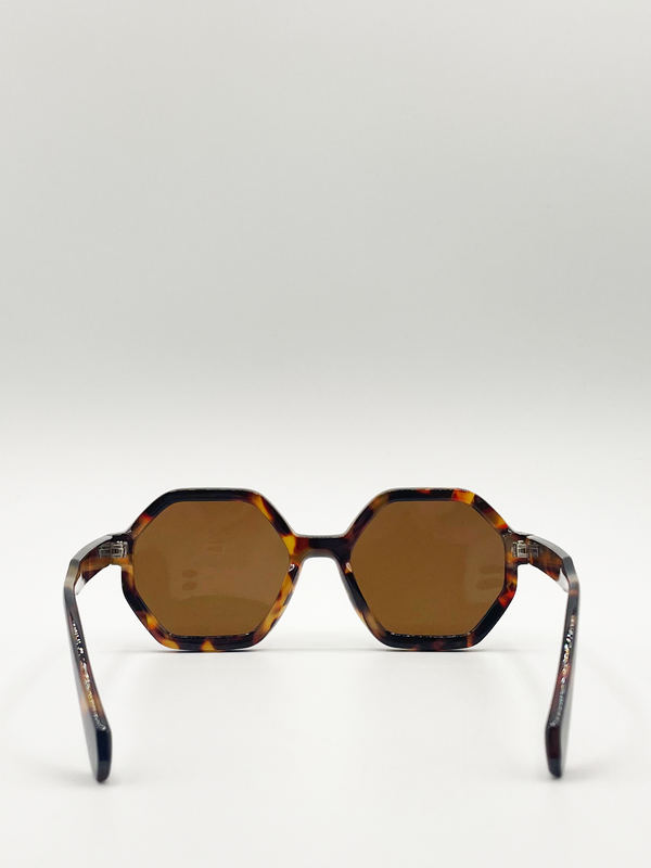 Svnx Tortoiseshell Oversized Hexagon Frame Sunglasses