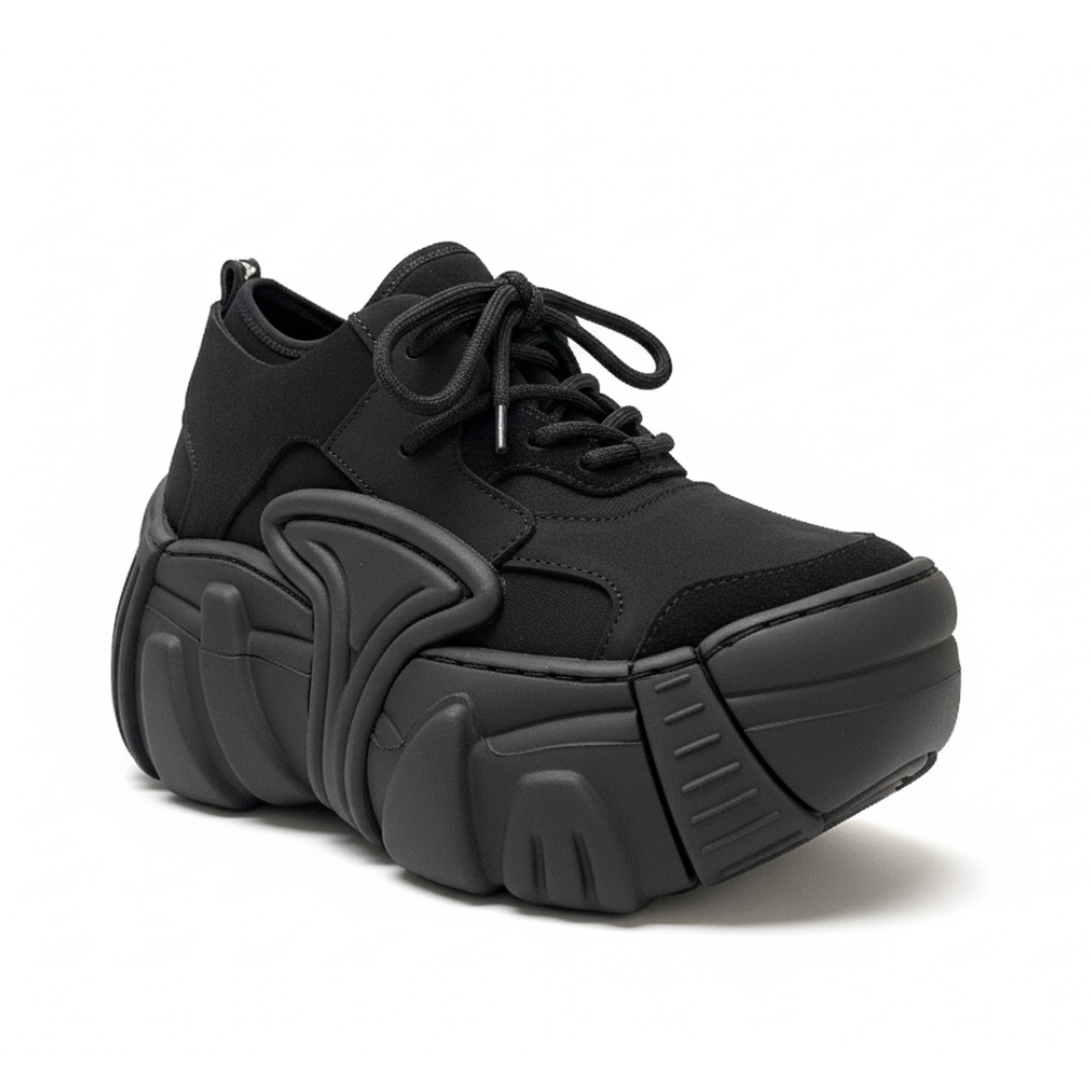 Swear Element Platform Sneakers - Triple Black Nubuck & Suede