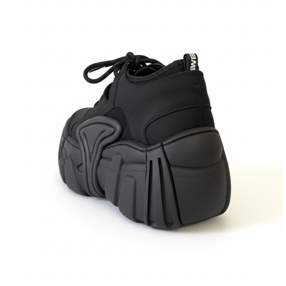 Swear Element Platform Sneakers - Triple Black Nubuck & Suede