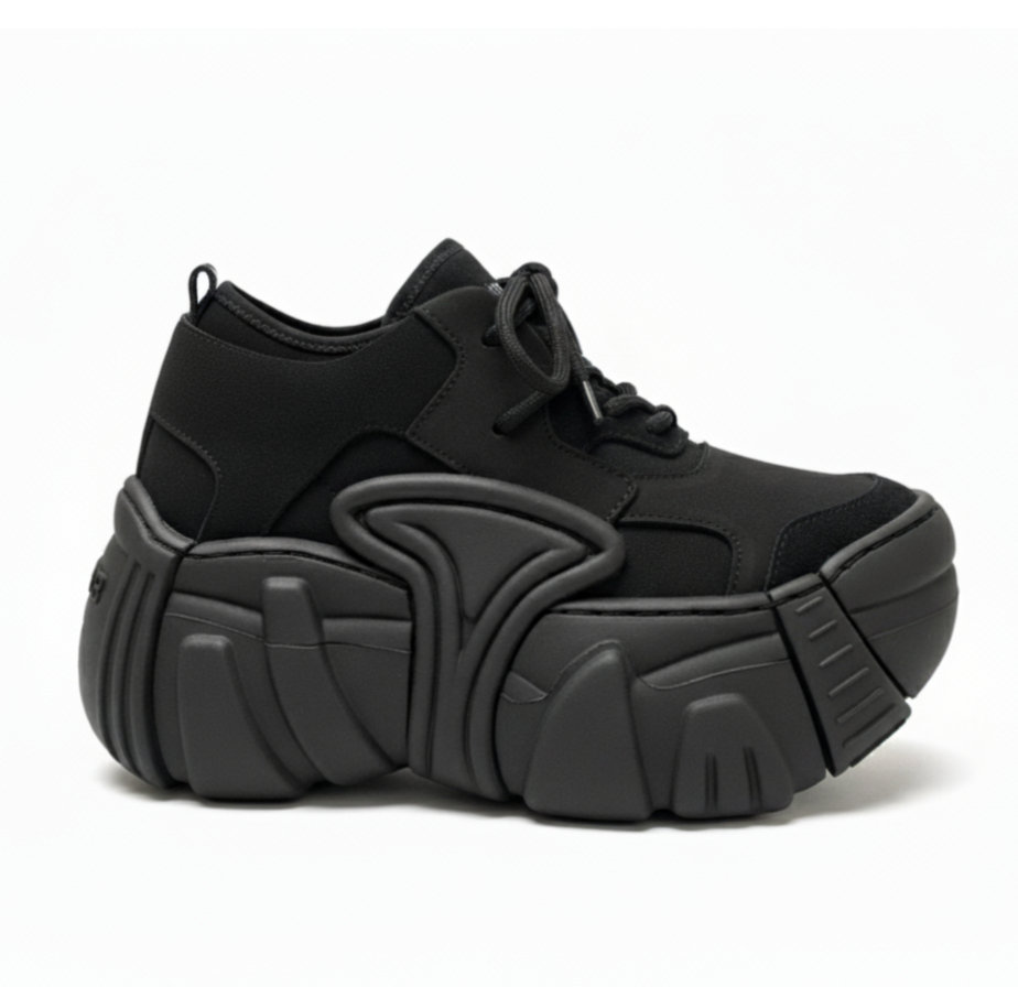 swear Element Platform Sneakers - Triple Black Nubuck & Suede
