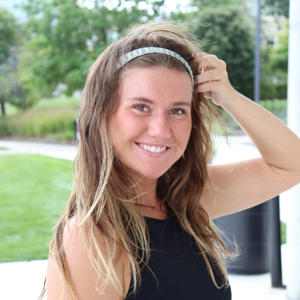 Sweaty Bands 2 Pack | Bling | Silver Beauty 1 Inch | Glitterati Black 3/8 Inch