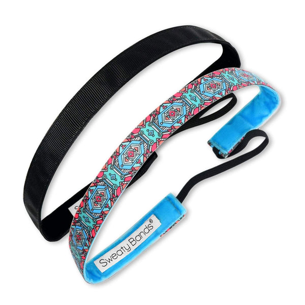 sweaty bands 2 Pack | Breakdance Pink Rock Solid Black | 5/8 Inch