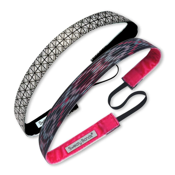 sweaty bands 2 Pack | Dreamweaver Pink Gridlock Black | 5/8 Inch