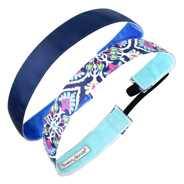 sweaty bands 2 Pack | Fiesta Blue Wicked Solid Navy | 1 Inch