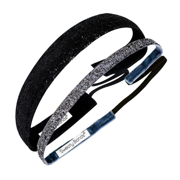 sweaty bands 2 Pack | Viva Diva | Black 1 Inch | Gunmetal 3/8 inch
