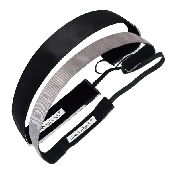 sweaty bands 2 Pack | Wicked Solid Black 1 Inch | Rock Solid Grey 5/8 Inch