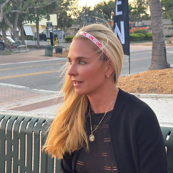 Sweaty Bands Breast Cancer Awareness | White Pink | 5/8 Inch