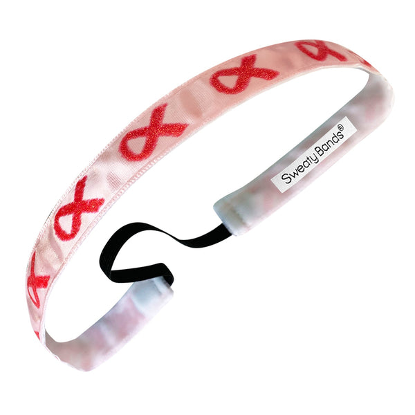 sweaty bands Breast Cancer Awareness | White Pink | 5/8 Inch